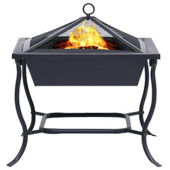 vidaXL Fire Pit Black 42x42x45 cm Steel 3