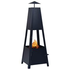 vidaXL Fire Pit Black 35x35x99 cm Steel 2
