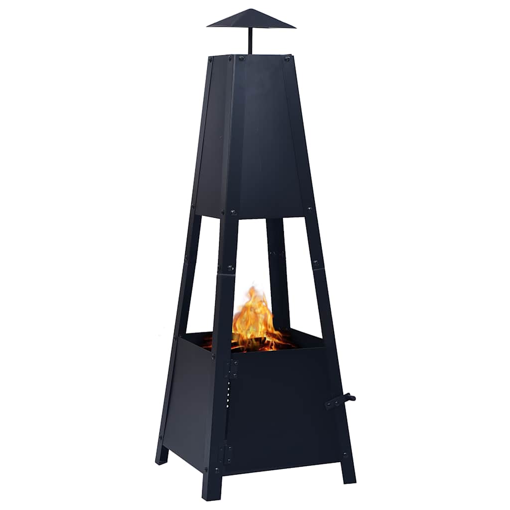 vidaXL Fire Pit Black 35x35x99 cm Steel 2