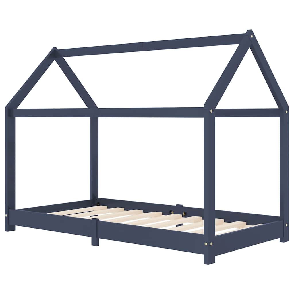 283353 vidaXL Kids Bed Frame Grey Solid Pine Wood 80x160 cm 2