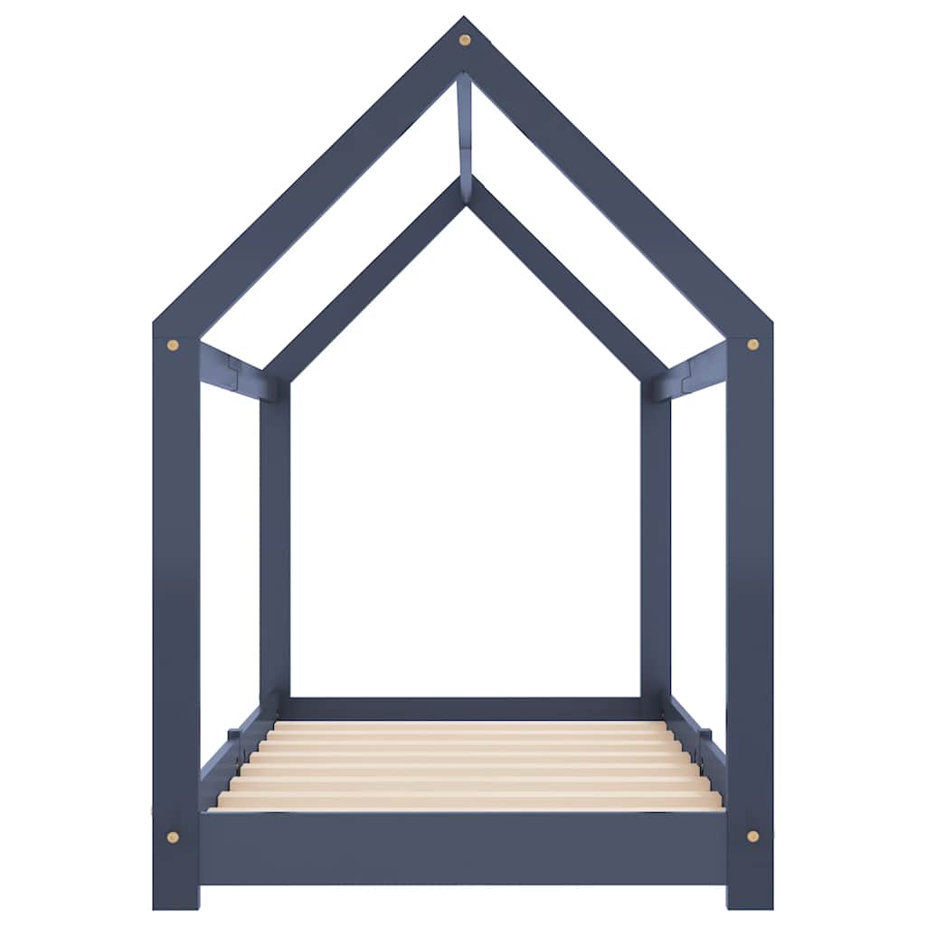 283353 vidaXL Kids Bed Frame Grey Solid Pine Wood 80x160 cm 4