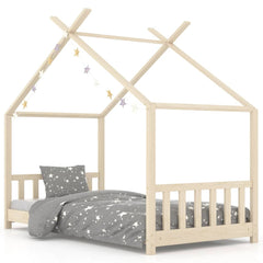 vidaXL Kids Bed Frame | Natural Wood | Solid pine wood, plywood slats | 70x140cm 2