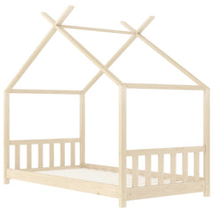 vidaXL Kids Bed Frame | Natural Wood | Solid pine wood, plywood slats | 70x140cm 3