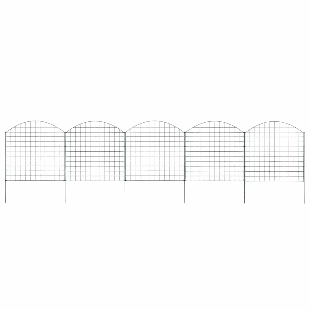 vidaXL Pond Fence Set 8 pcs Steel Green