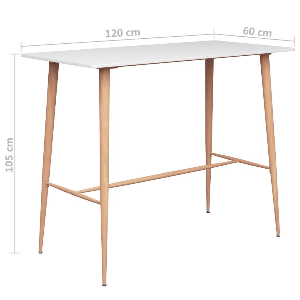 vidaXL Bar Table White 120x60x105 cm 5