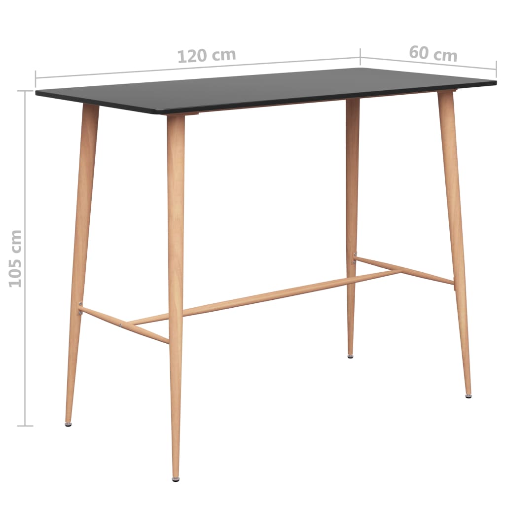 vidaXL Bar Table Black 120x60x105 cm 5