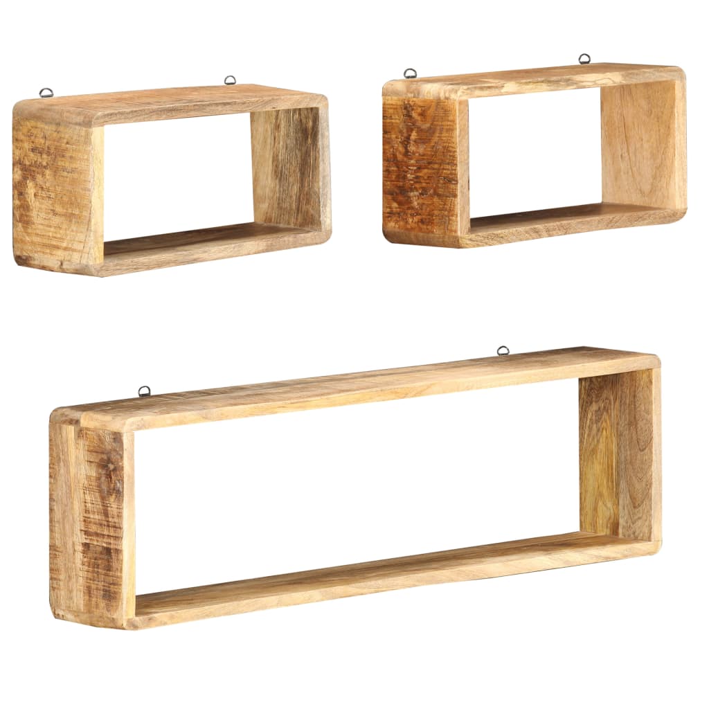 vidaXL Wall Cube Shelf | Brown | Solid mango wood | Set of 3 | Wall Cube Shelf 1