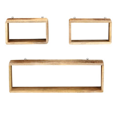 vidaXL Wall Cube Shelf | Brown | Solid mango wood | Set of 3 | Wall Cube Shelf 2