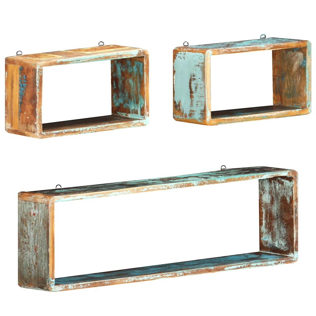 vidaXL Wall Cube Shelf | Multicolour | Solid reclaimed wood | Small and large 6