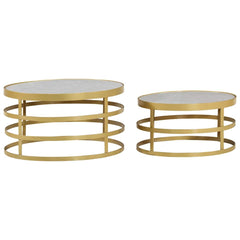 285911 vidaXL 2 Piece Coffee Table Set Marble Brass and White 2