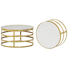 285911 vidaXL 2 Piece Coffee Table Set Marble Brass and White 3