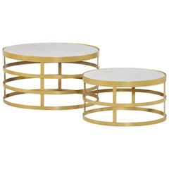 285911 vidaXL 2 Piece Coffee Table Set Marble Brass and White 4