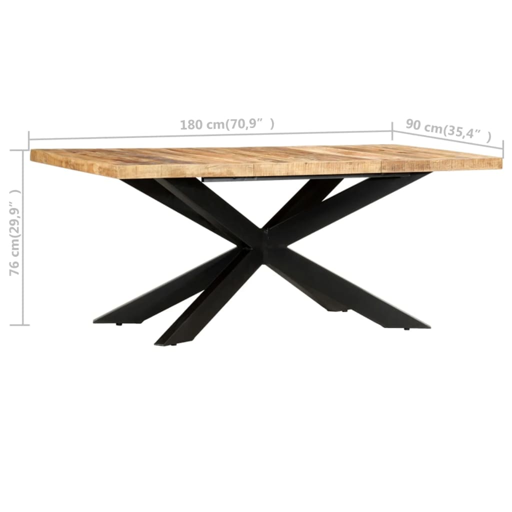 vidaXL Dining Table 180x90x76 cm Solid Rough Mango Wood 5