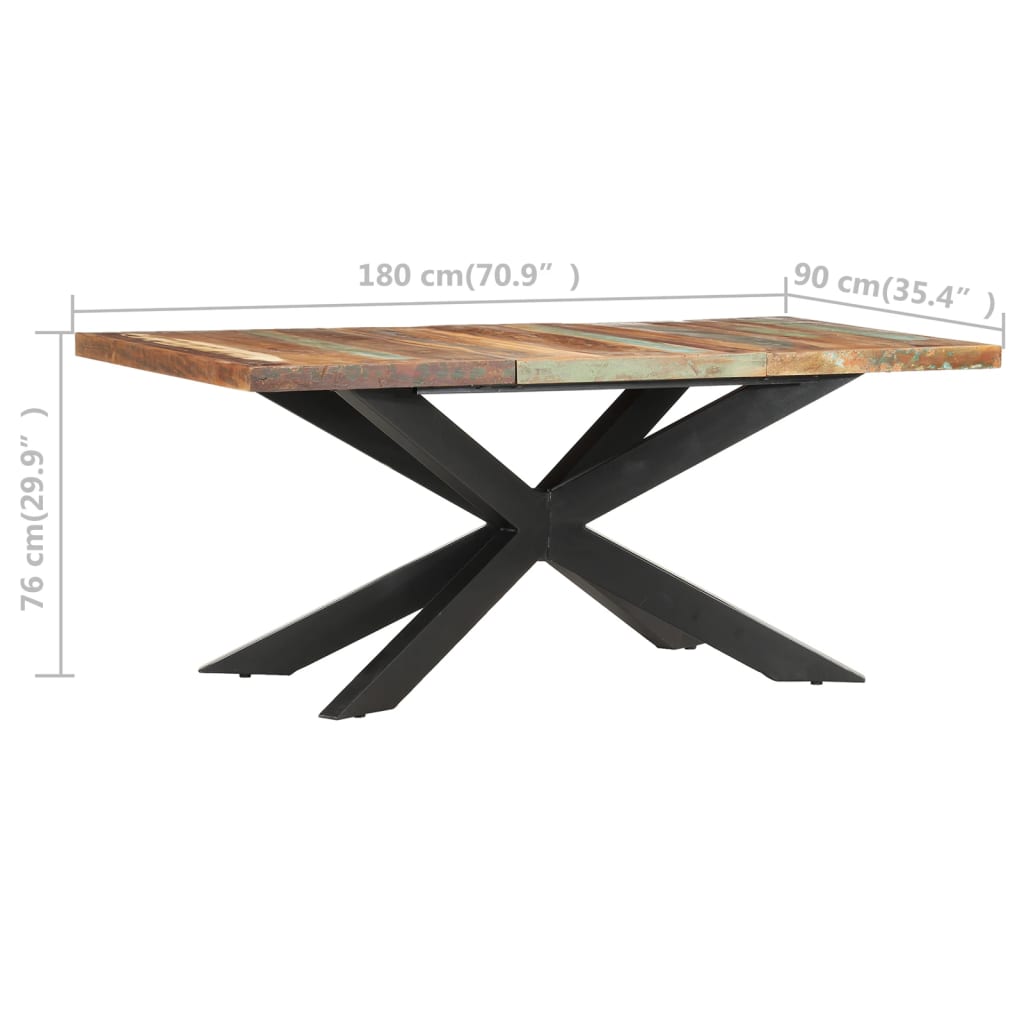 vidaXL Dining Table 180x90x76 cm Solid Reclaimed Wood 5