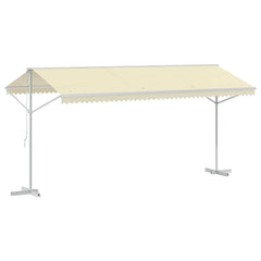 Free Standing Awning Polyester Cream 5 x 3 m with white frame