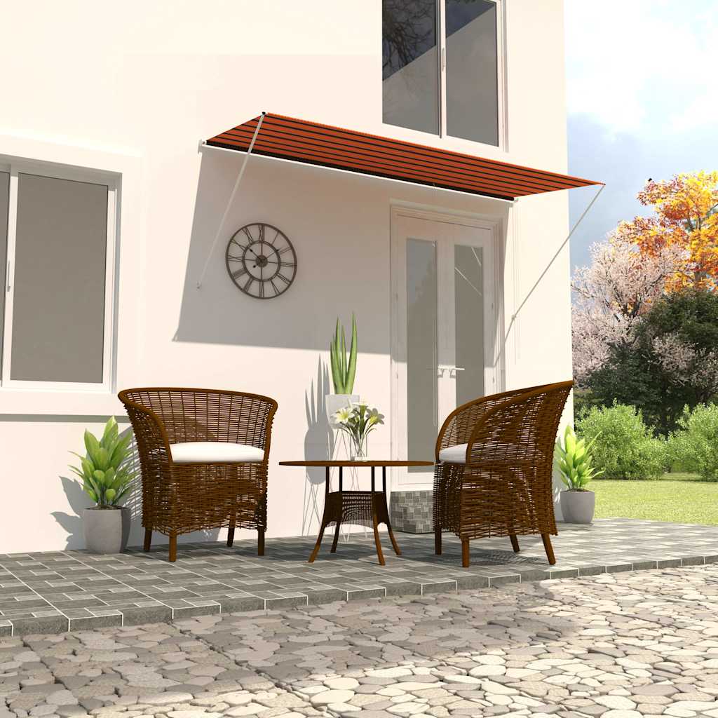 vidaXL Awning | Orange and brown | Steel | 300 x 150 cm | Retractable | Awning 1