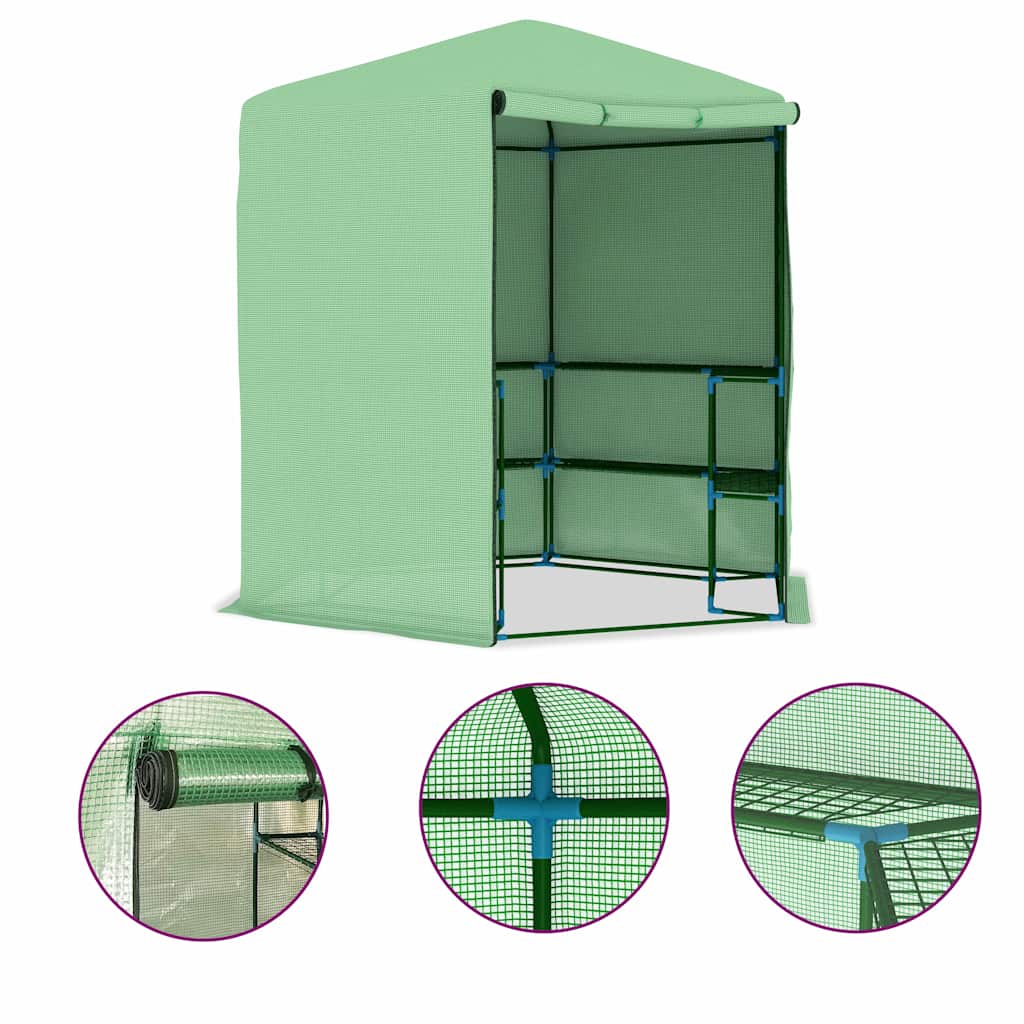 48166 vidaXL Greenhouse with Shelves Steel 227x223 cm 2