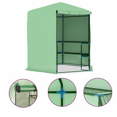48166 vidaXL Greenhouse with Shelves Steel 227x223 cm 2