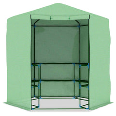 48166 vidaXL Greenhouse with Shelves Steel 227x223 cm 4