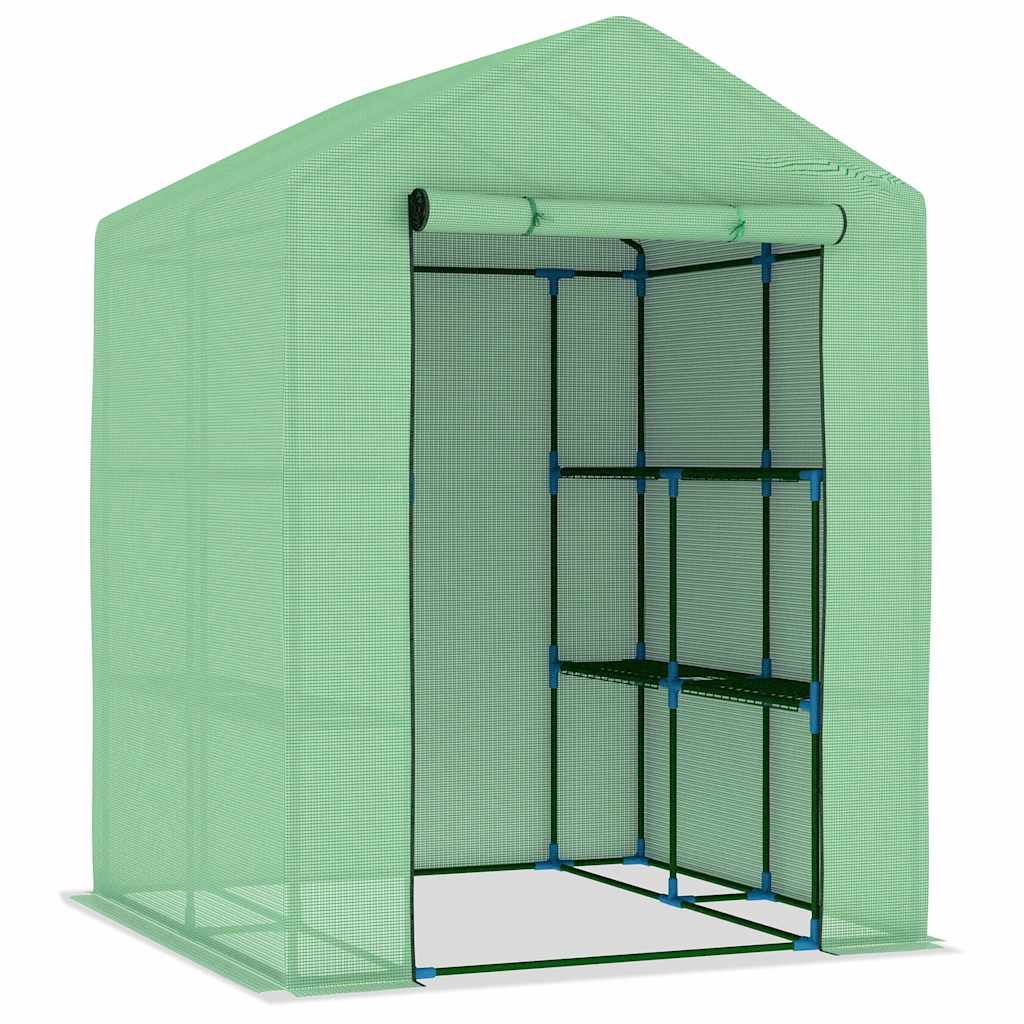 48167 vidaXL Greenhouse with Shelves Steel 143x143x195 cm 3