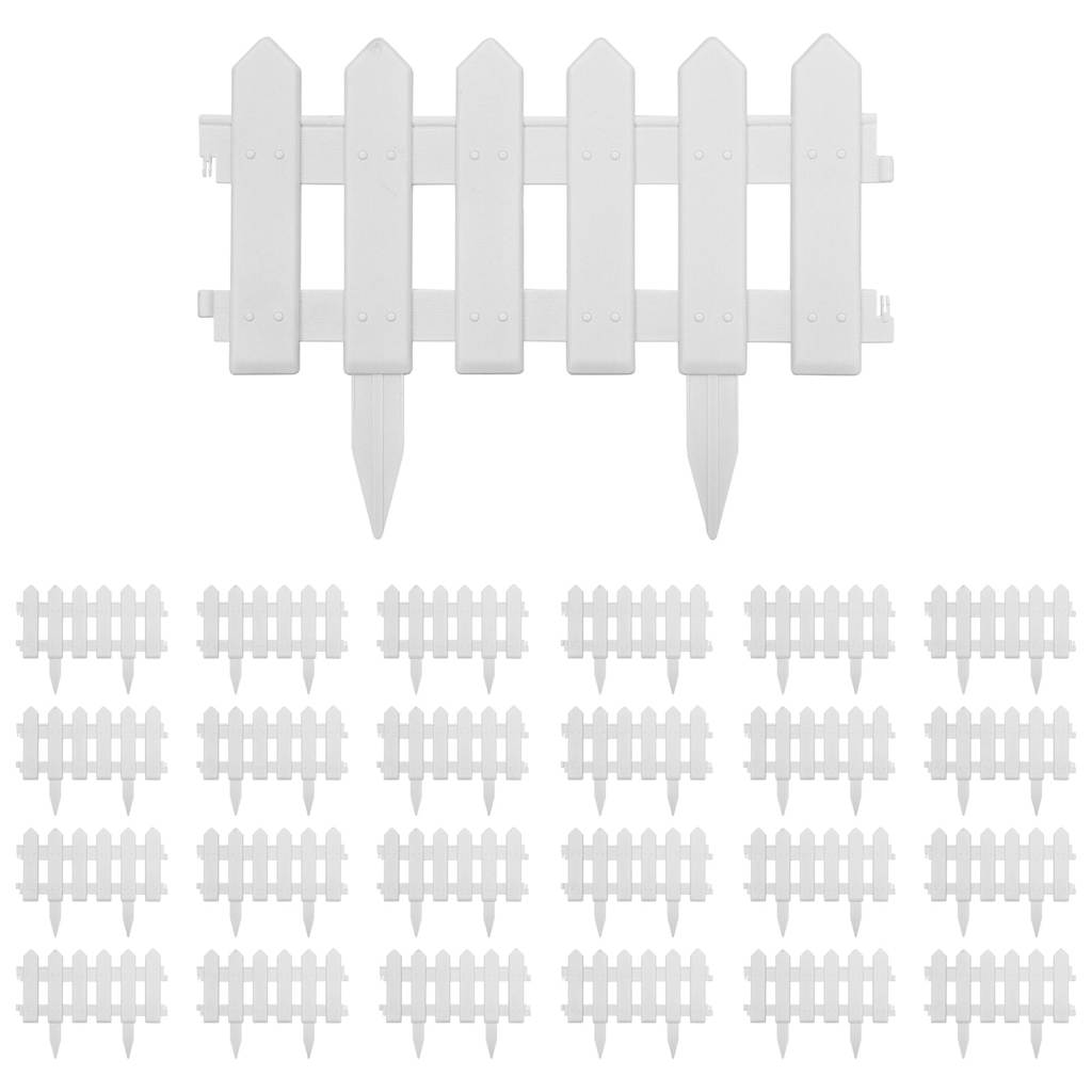 vidaXL Lawn Edgings 25 pcs White 10 m PP 2
