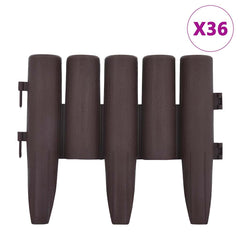 vidaXL Lawn Edgings 36 pcs Brown 10 m PP 2