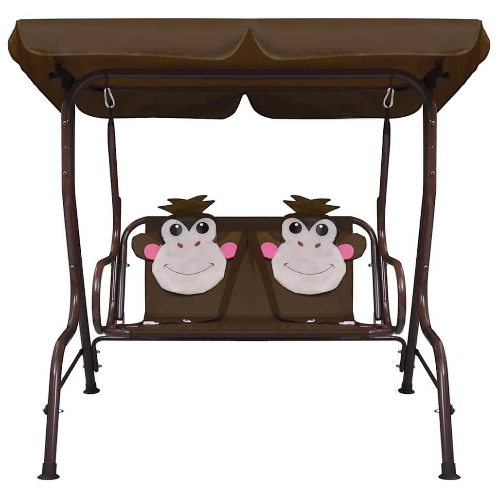 Kids Swing Bench 115x75x110 cm Fabric Brown
