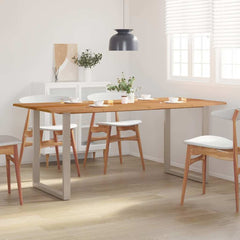 Dining Table Solid Acacia Wood in Silver
