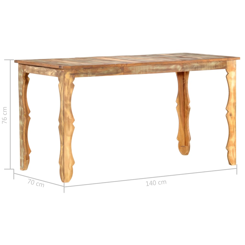 vidaXL Dining Table 140x70x76 cm Solid Reclaimed Wood 4