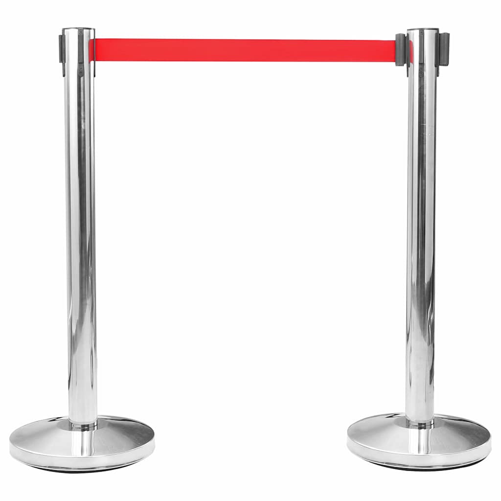 Stanchions with Belts Airport Barrier Silver