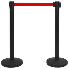 vidaXL Stanchion with Belt Airport Barrier Steel Black 2
