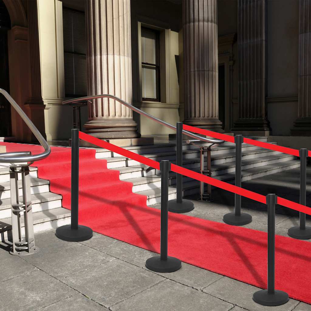 vidaXL Stanchion with Belt Airport Barrier Steel Black 1
