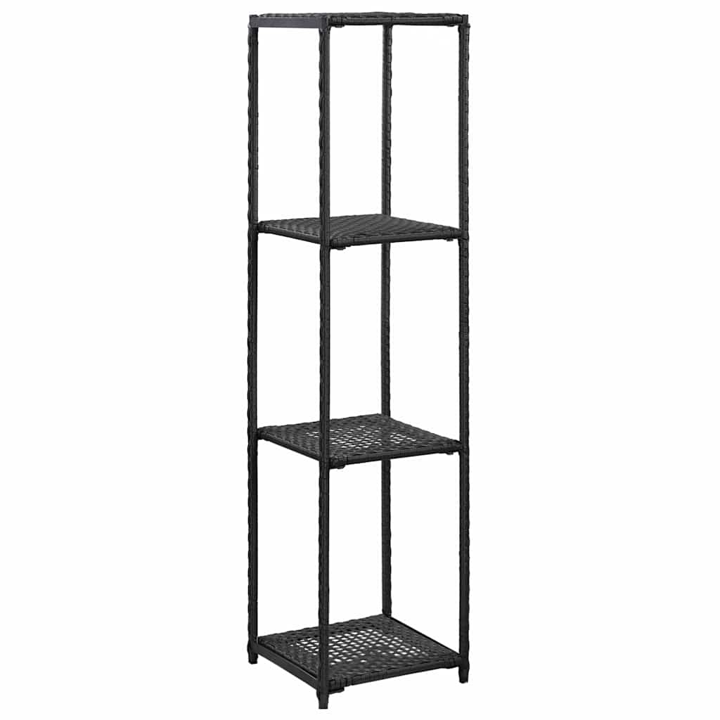 Storage Shelf Black 30x30x90 cm Poly Rattan 120 cm