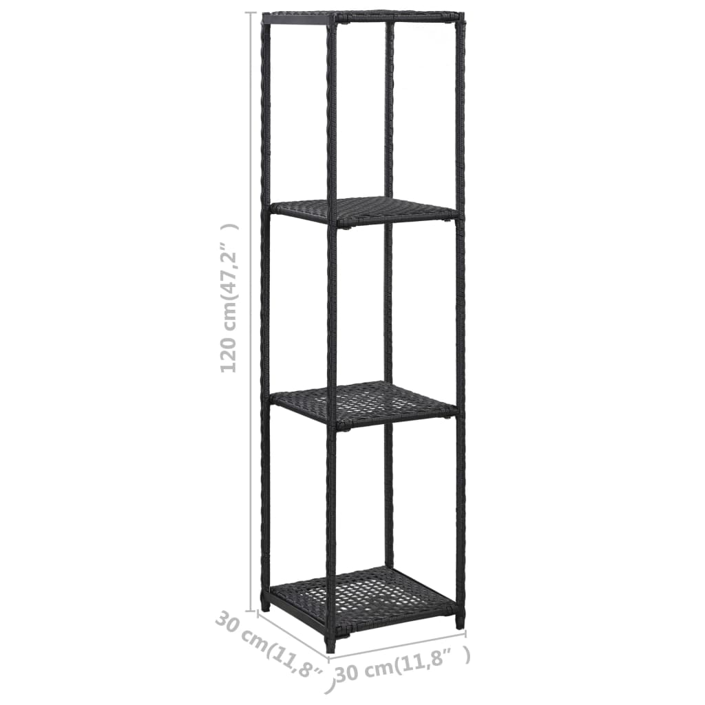 vidaXL Storage Shelf | Black | Poly Rattan | 30x30x120 cm | Storage Shelf 5