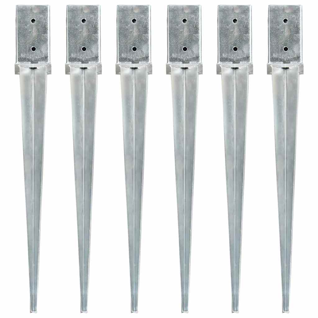 Ground Spikes Silver Galvanised Steel 6 pcs 8 cm 76 cm 8 cm