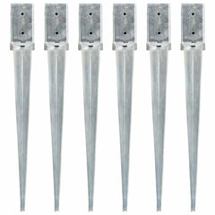 Ground Spikes Silver Galvanised Steel 6 pcs 8 cm 76 cm 8 cm