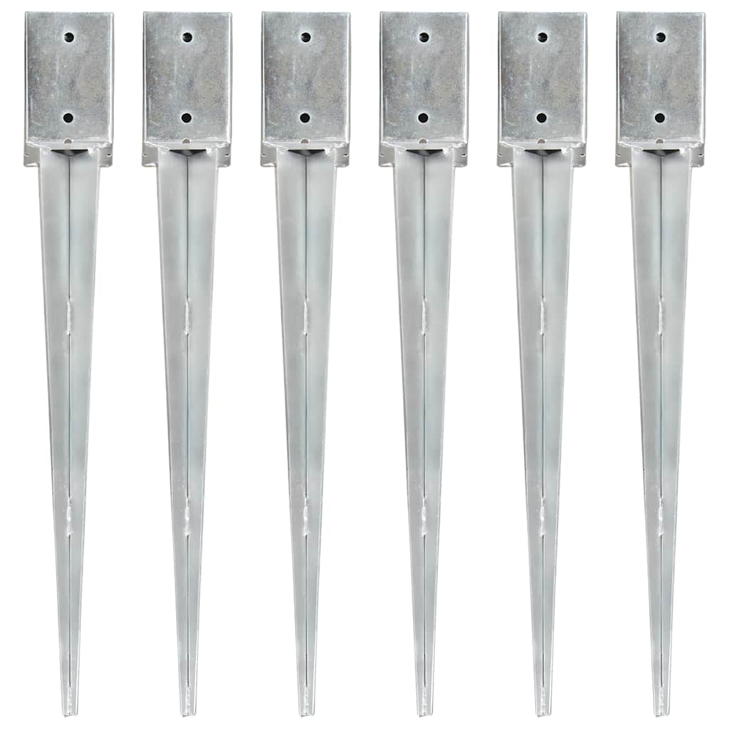 Ground Spikes Silver Galvanised Steel 6 pcs 9 cm 75 cm 9 cm