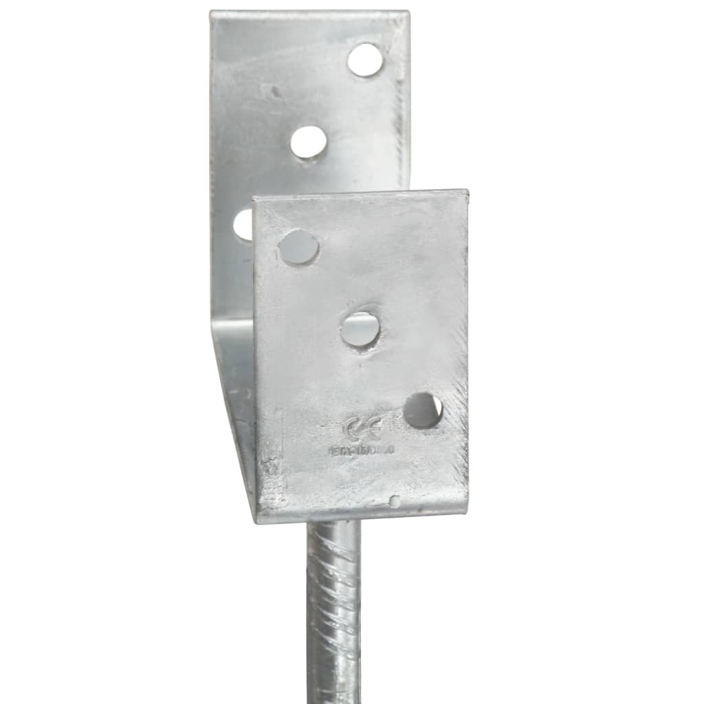 145312 vidaXL Fence Anchors 6 pcs Silver 7x6x30 cm Galvanised Steel 5