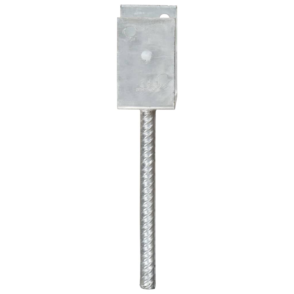 145314 vidaXL Fence Anchors 6 pcs Silver 8x6x30 cm Galvanised Steel 4