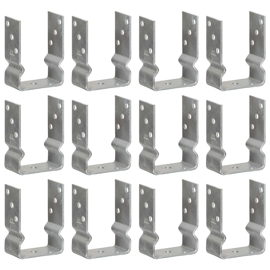 vidaXL Fence Anchors 12 pcs Silver 10x6x15 cm Galvanised Steel 1
