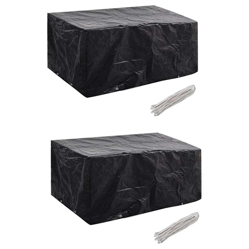 vidaXL Garden Furniture Cover | Set of 2 | Black | Polyethylene 1