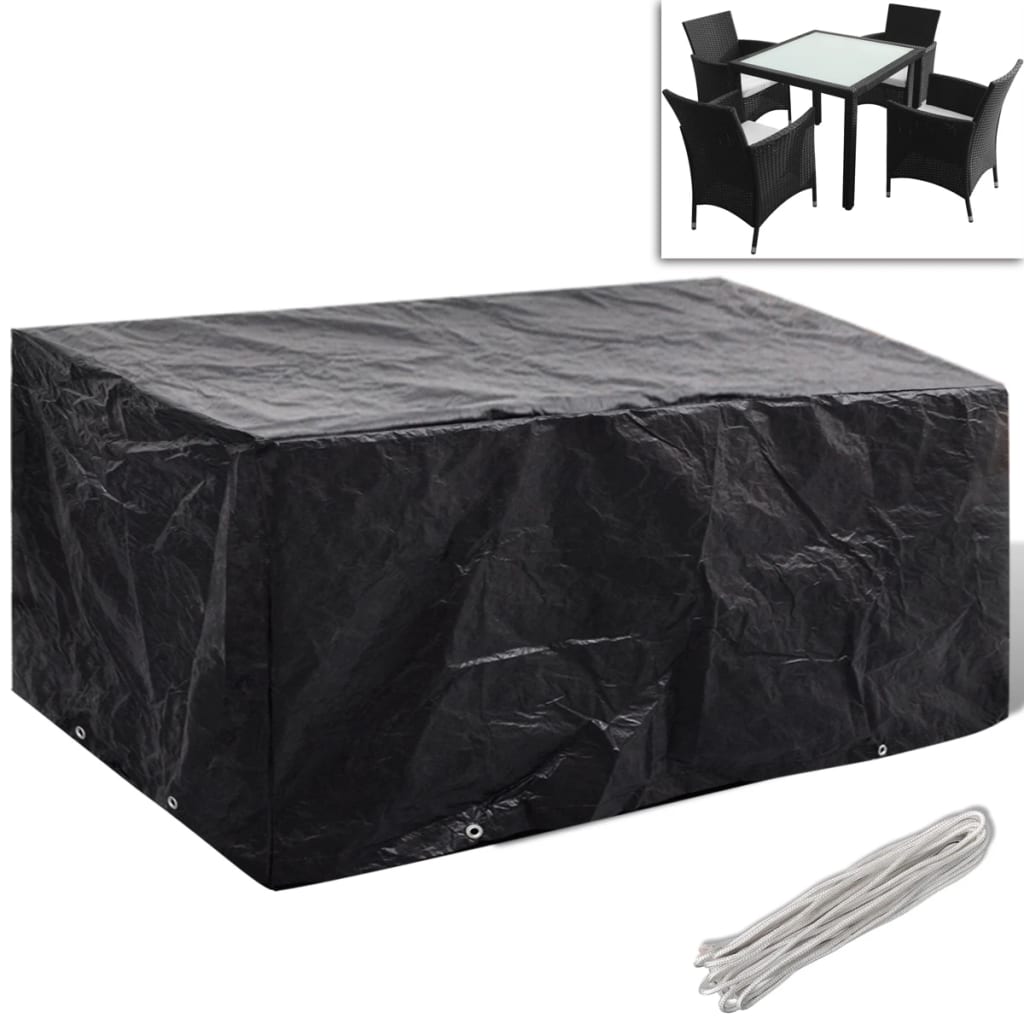 vidaXL Garden Furniture Cover | Set of 2 | Black | Polyethylene 2