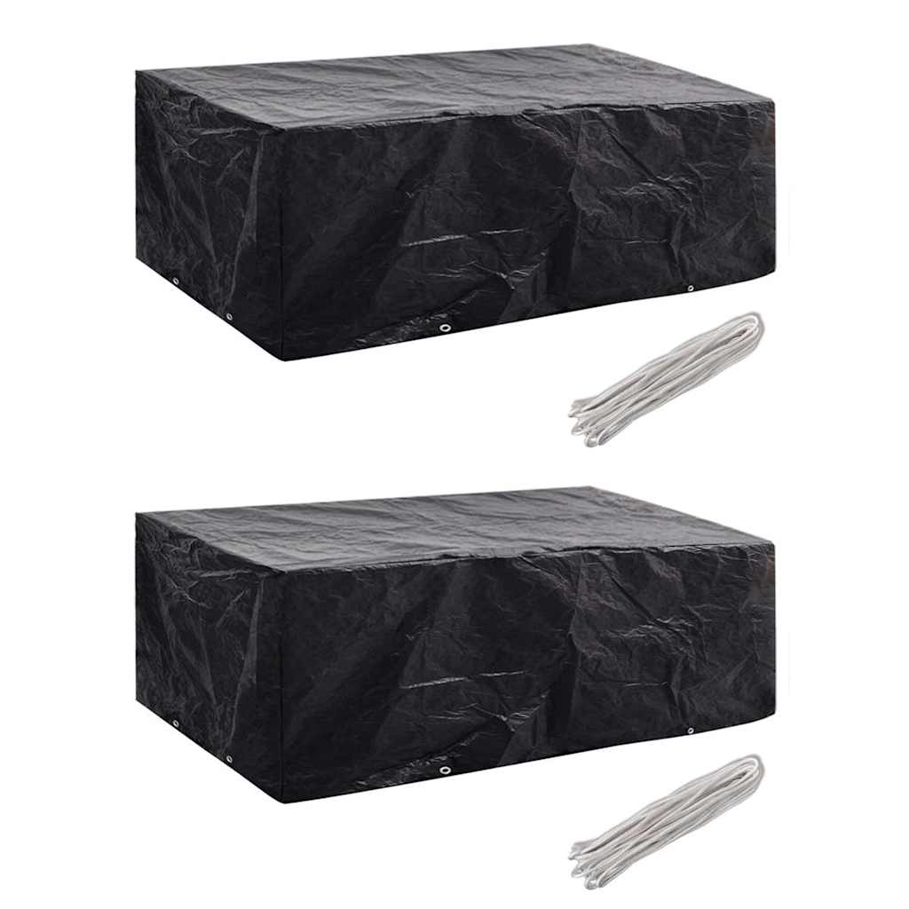 vidaXL Garden Furniture Cover | Set of 2 | Black | Polyethylene 1