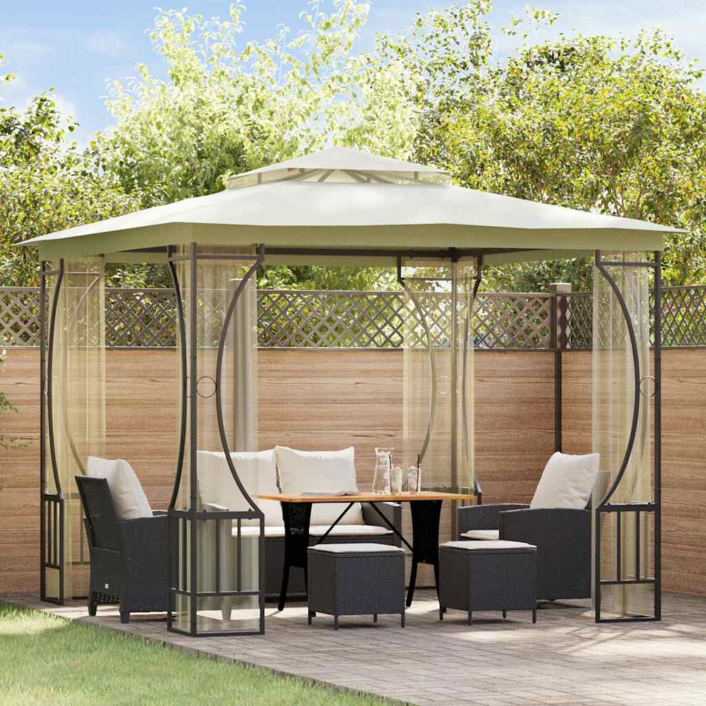 Gazebo with Nets Cream 300 x 300 x 265 cm