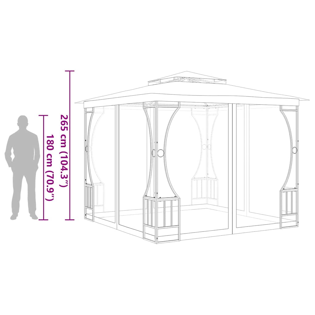 Gazebo with Nets Anthracite 300 x 300 x 265 cm