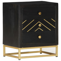 286517 vidaXL Bedside Cabinet Black and Gold 40x30x50 cm Solid Mango Wood 2