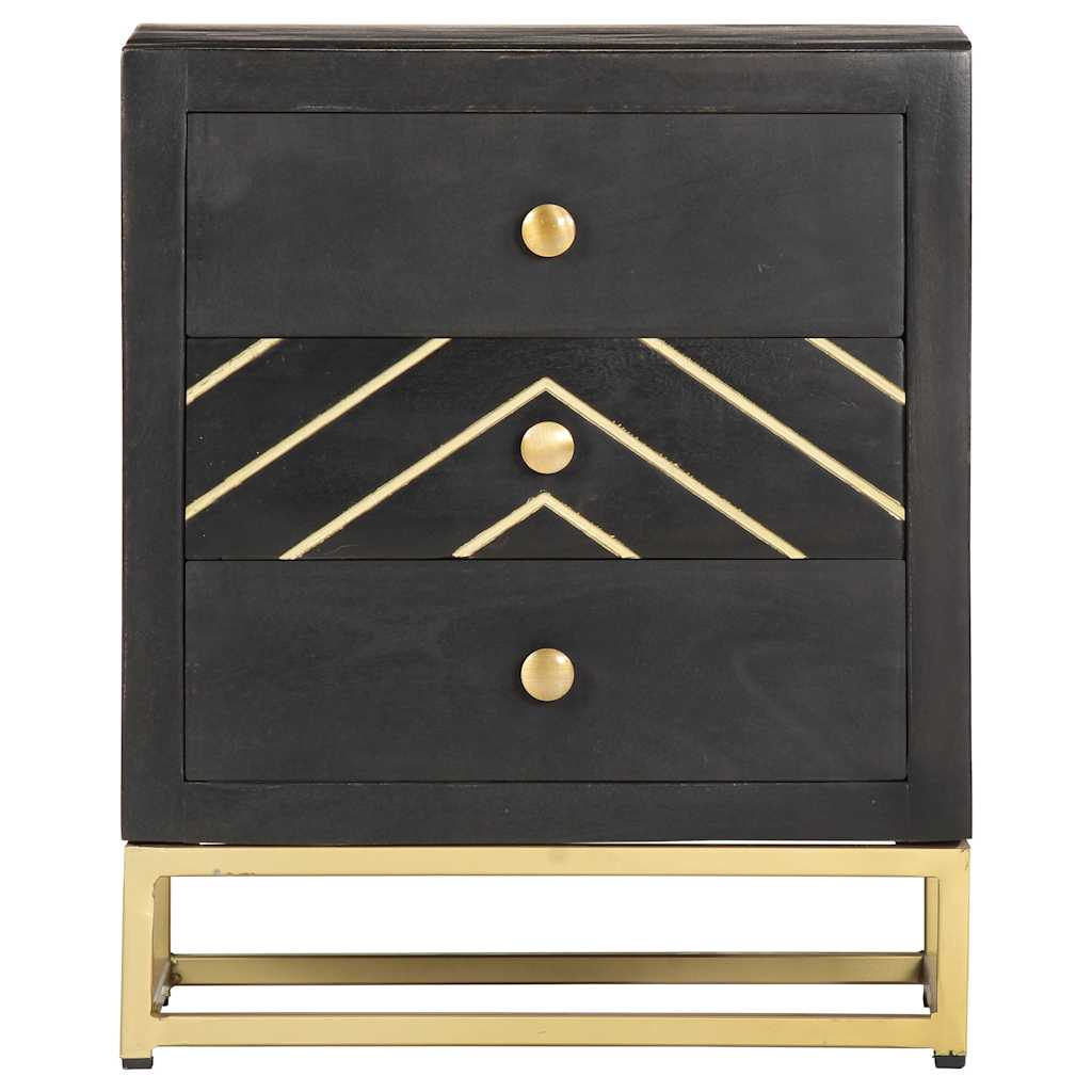 286517 vidaXL Bedside Cabinet Black and Gold 40x30x50 cm Solid Mango Wood 3