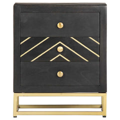 286517 vidaXL Bedside Cabinet Black and Gold 40x30x50 cm Solid Mango Wood 3