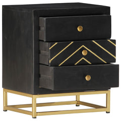 286517 vidaXL Bedside Cabinet Black and Gold 40x30x50 cm Solid Mango Wood 4