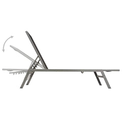vidaXL Sun Lounger Steel and Textilene Black 5